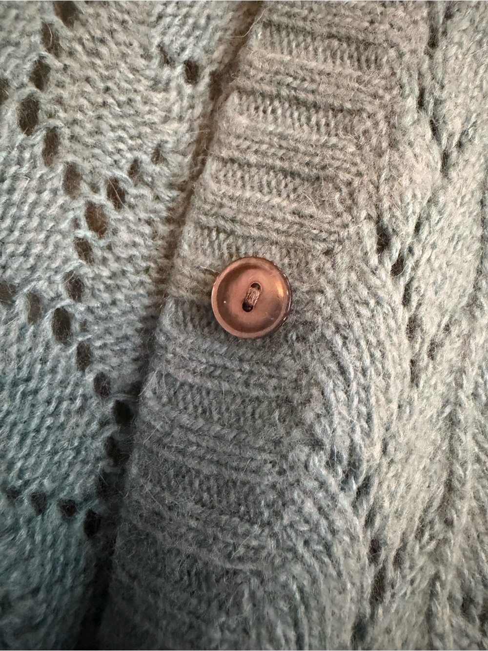 LL Bean Cardigan M Blue Lambswool Angora Cashmere Knit Grandmacore Cottagecore - Picture 6 of 16
